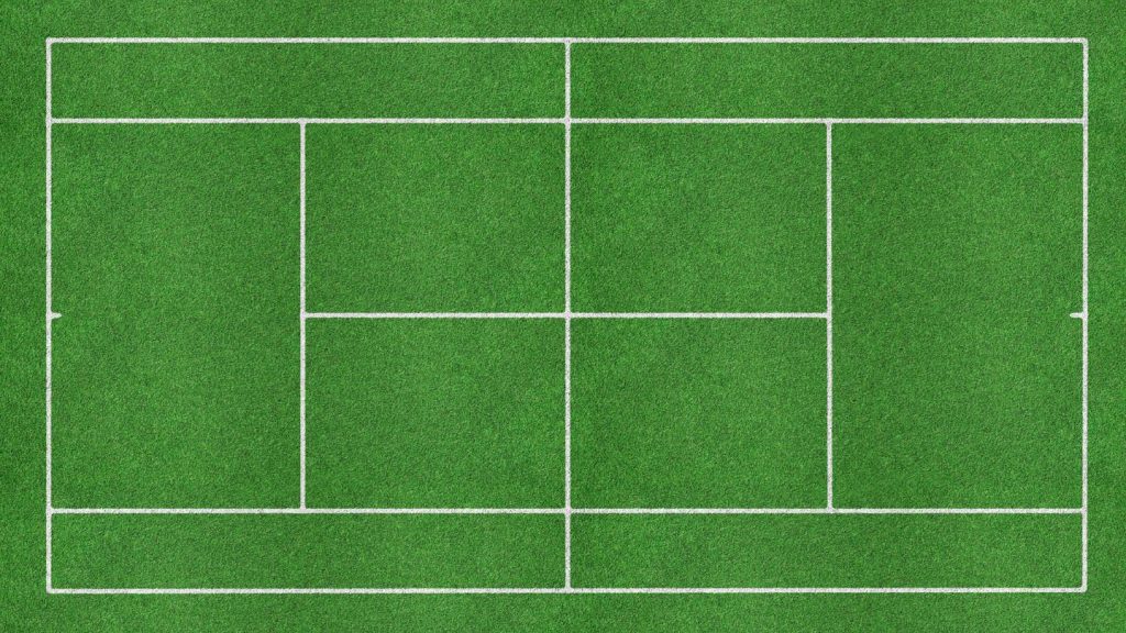 Aerial View of a Green Grass Tennis Court